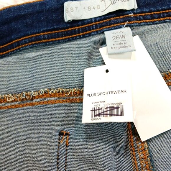 Cato Curvy Straight Dark Wash Stretchy Denim Jeans Woman 26W. 48-inch. NEW NWT.. - Picture 8 of 13